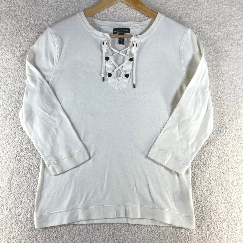 vintage Y2K ralph lauren jeans co lace up henley M preppy americana old money